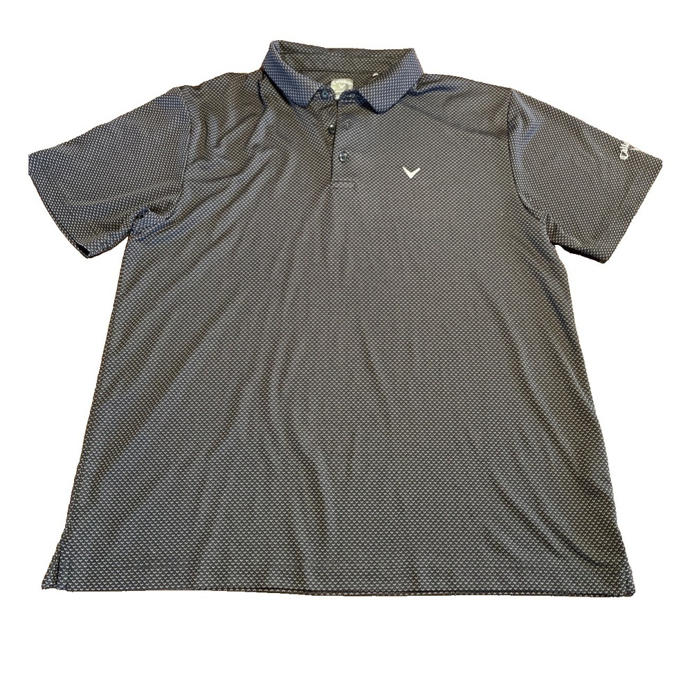 Callaway Opti-Dri Polo Golf Shirt Mens XL Dark Grey V Print Ltweight Performance